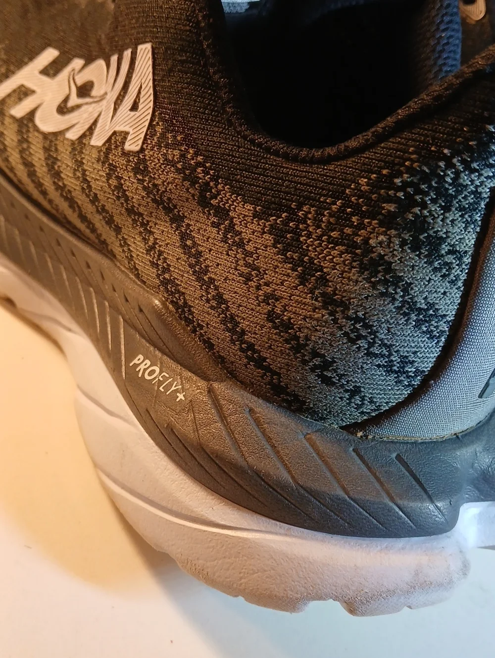 Hoka Women's Mach5 Castlerock Black Mesh Wide Width Light Weight Running Shoe 6D